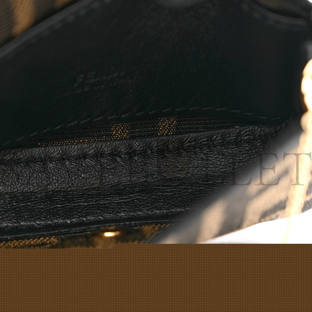 F**di fabric jacquard ff 1974 nano baguette charm tobacco moro black (10*6*3cm)