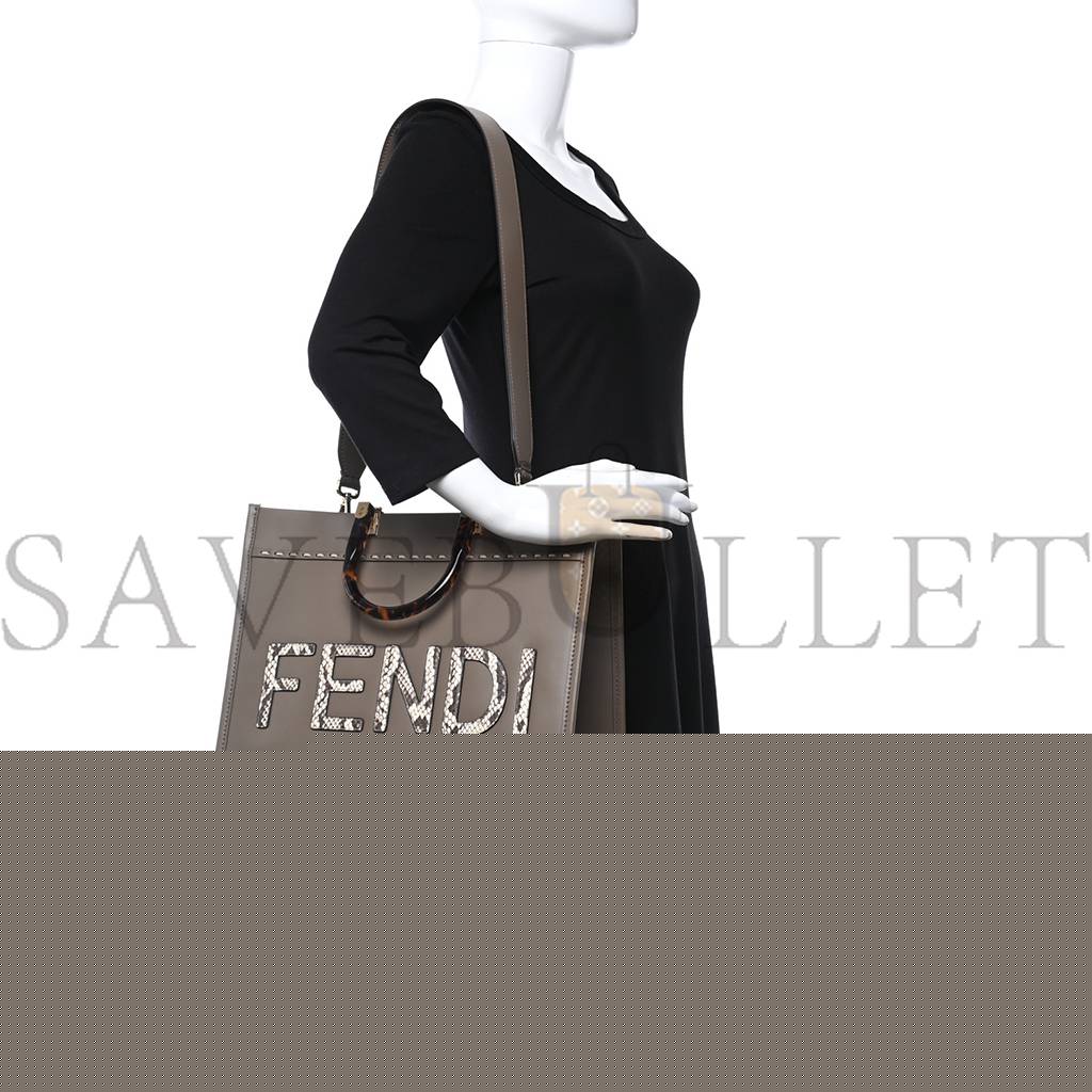 F**di vitello king plexiglass elaphe python print medium F**di sunshine shopper tote tartufo daisy roccia (36*30*15cm)