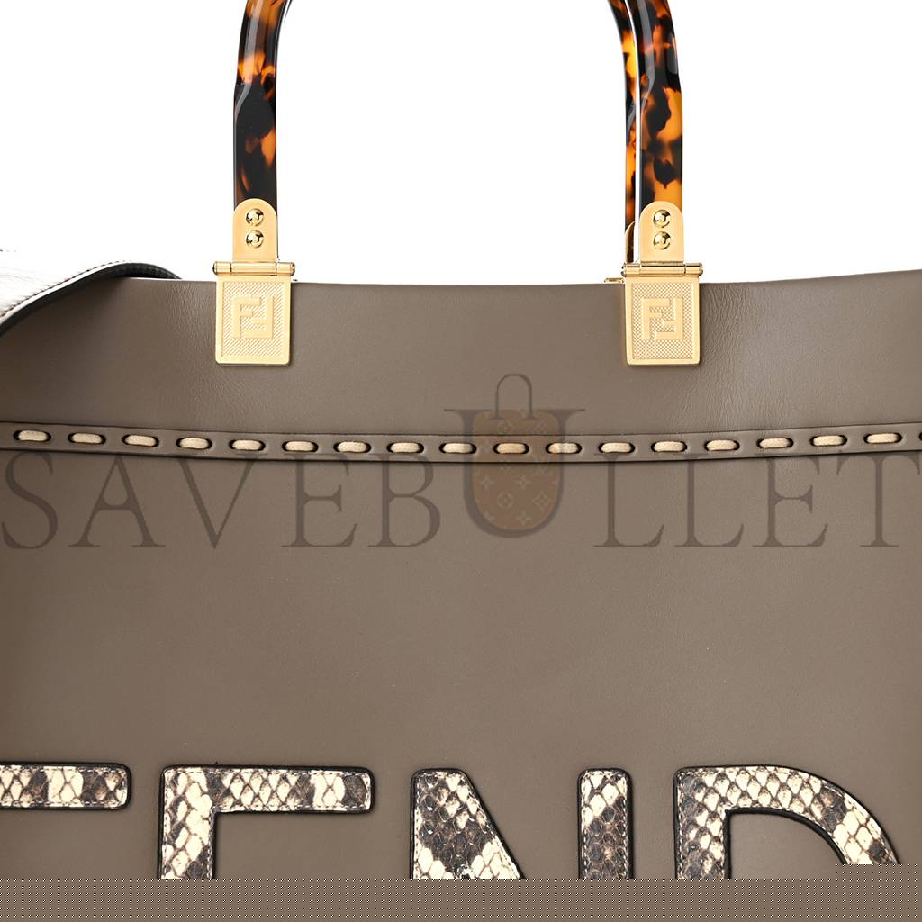 F**di vitello king plexiglass elaphe python print medium F**di sunshine shopper tote tartufo daisy roccia (36*30*15cm)