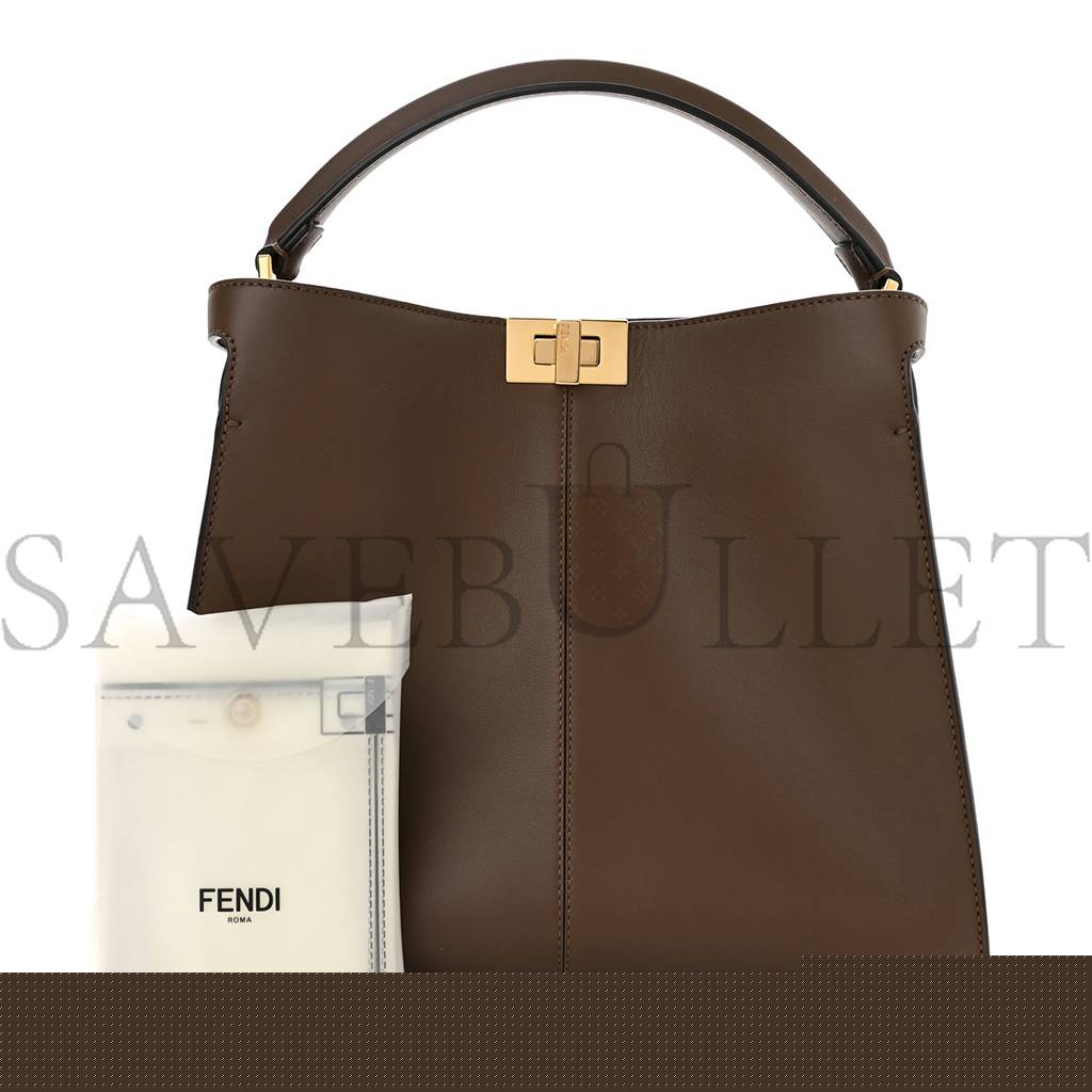 F**di vitello seta glazed fabric ff 1974 medium peekaboo x-lite maya mogano panna (30*25*15cm)